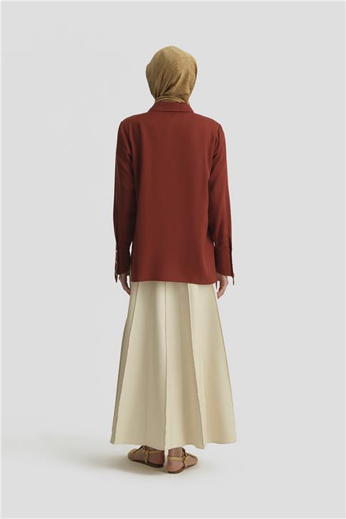 Armine Tencel Gömlek 25Y3720 Koyu Kırmızı