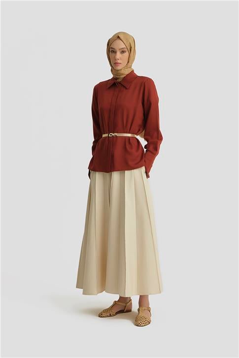 Armine Tencel Gömlek 25Y3720 Koyu Kırmızı