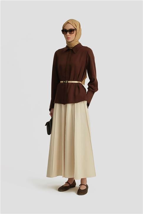 Armine Tencel Gömlek 25Y3720 Açık Kahve