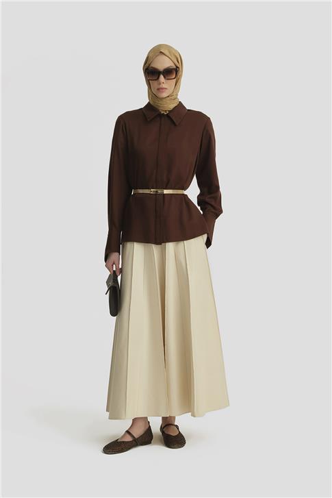 Armine Tencel Gömlek 25Y3720 Açık Kahve