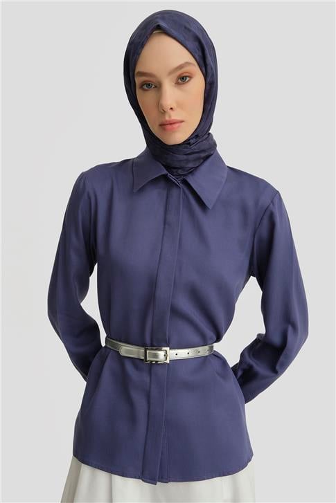 Armine Tencel Gömlek 25Y3720 Puslu Mor