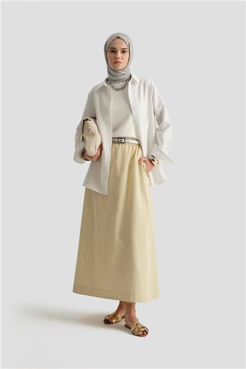 Armine Keten Basic Gömlek 25Y3726 Beyaz