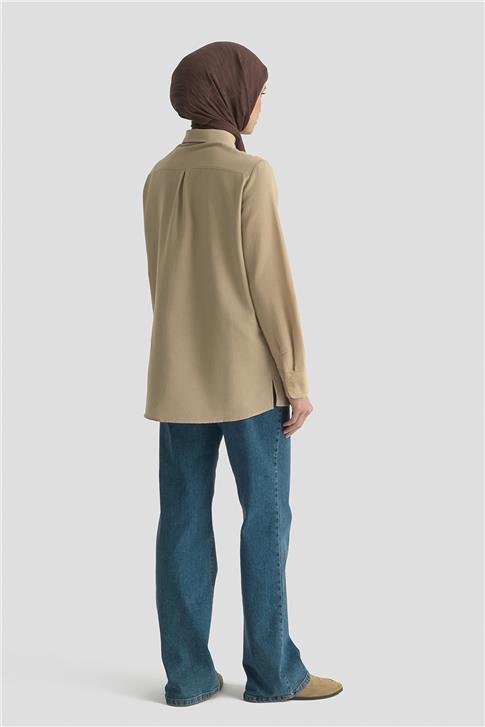 Armine Keten Basic Gömlek 25Y3726 Camel