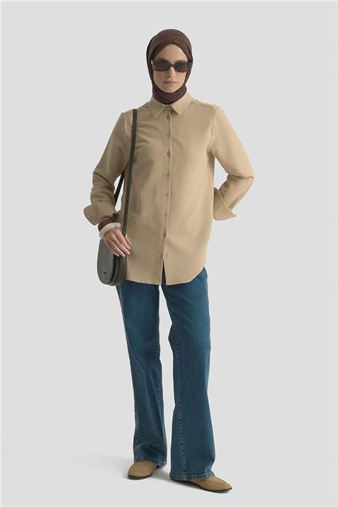 Armine Keten Basic Gömlek 25Y3726 Camel