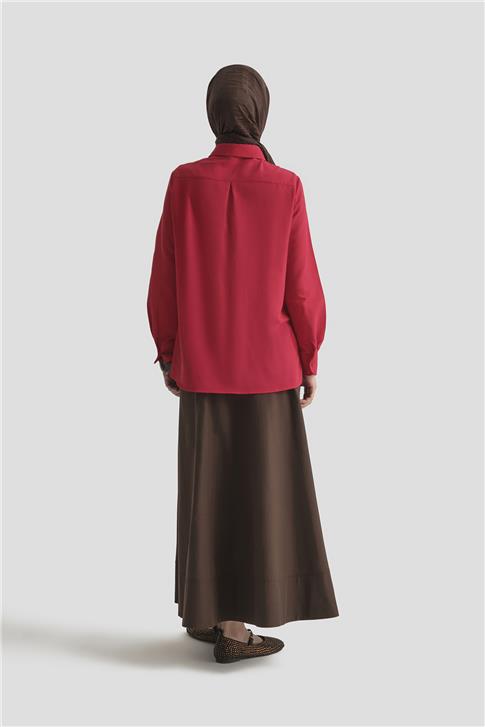 Armine Keten Basic Gömlek 25Y3726 Kırmızı