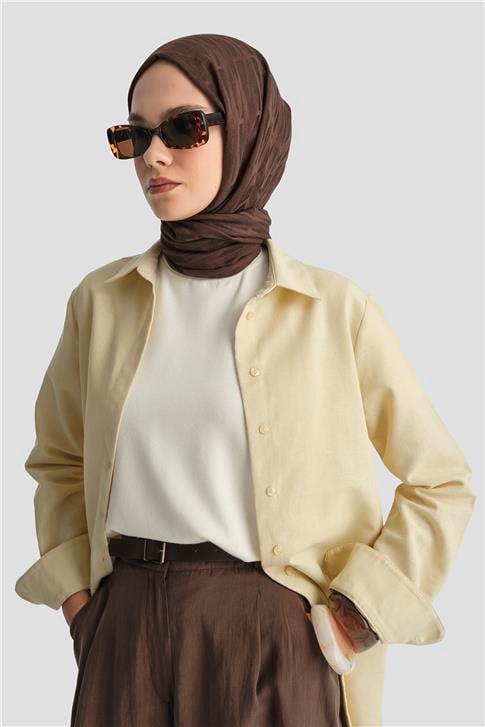 Armine Keten Basic Gömlek 25Y3726 Limon