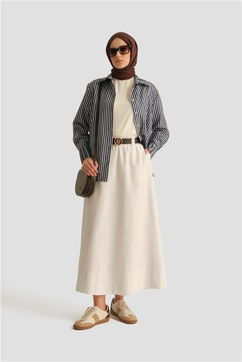 Armine Çizgili Gömlek 25YD3729 Lacivert