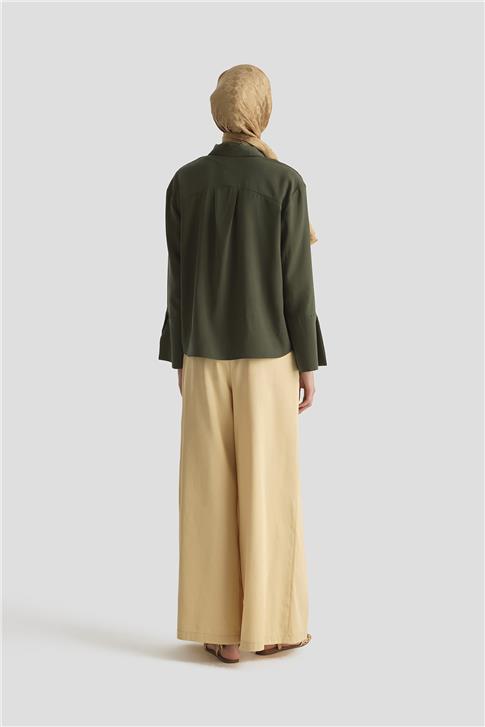 Armine Polo Yaka Tencel Bluz 25Y3736 Haki