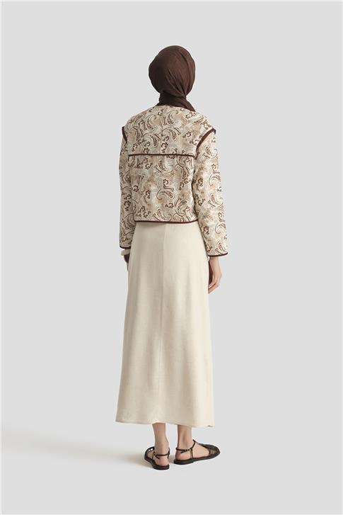 Armine Etnik Desenli Bluz 25Y3744 Kahverengi