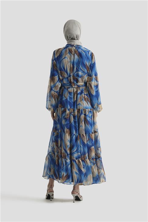 Armine Desenli Elbise 25YD4022 Saks