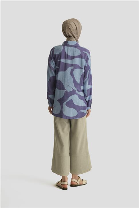 Armine Desenli Tunik 25YT487 Mavi