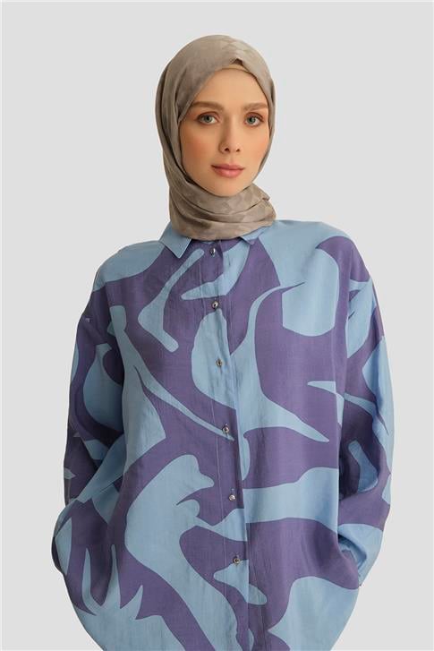 Armine Desenli Tunik 25YT487 Mavi
