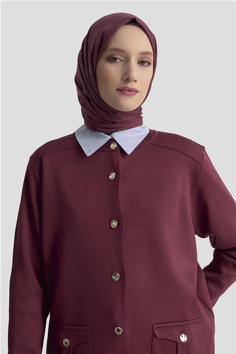 Armine Trend Cepli Triko Hırka 25KTD4120 Bordo