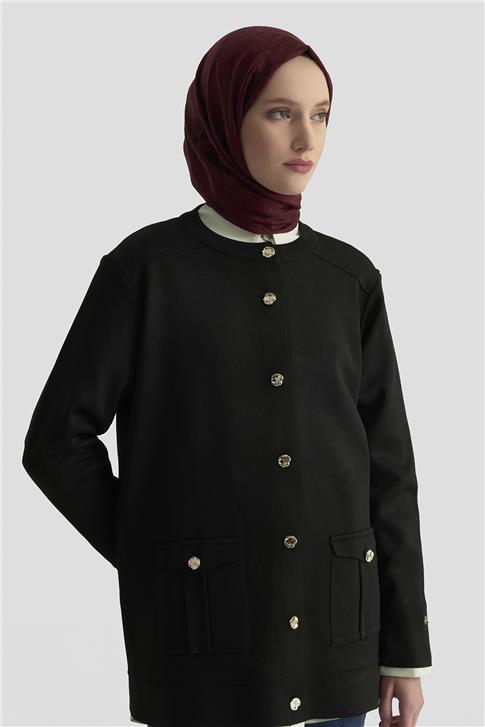 Armine Trend Cepli Triko Hırka 25KTD4120 Siyah