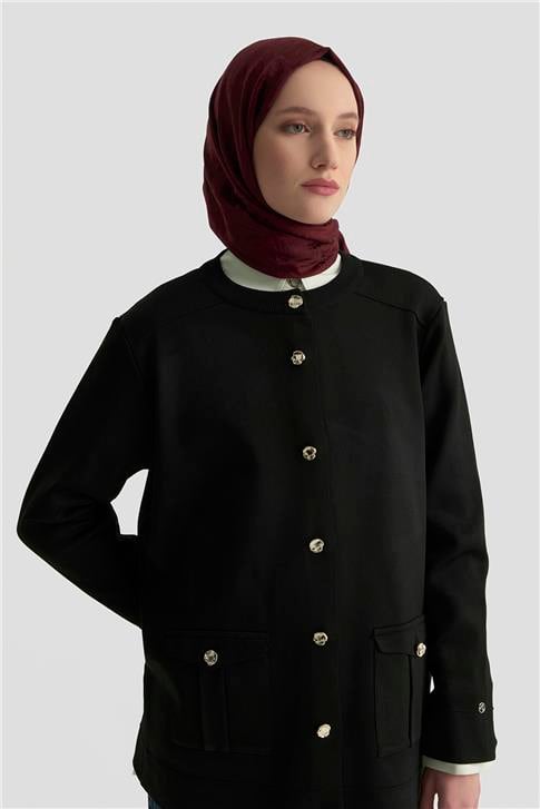 Armine Trend Cepli Triko Hırka 25KTD4120 Siyah