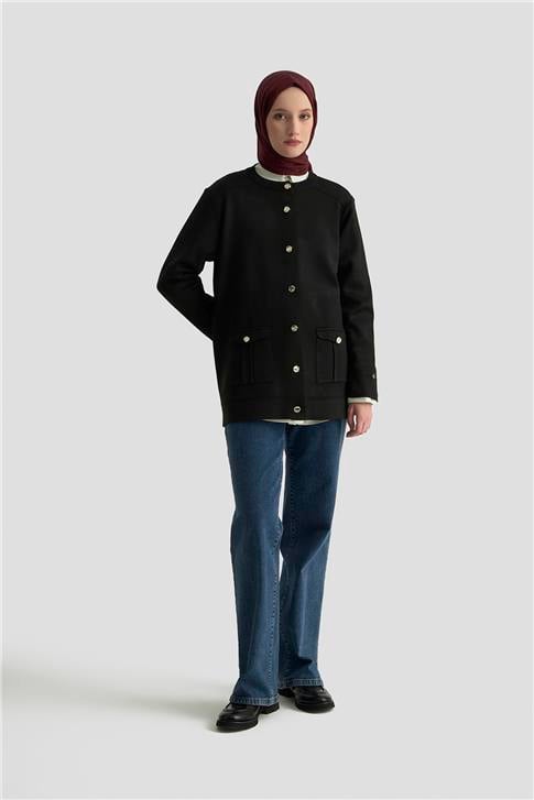 Armine Trend Cepli Triko Hırka 25KTD4120 Siyah