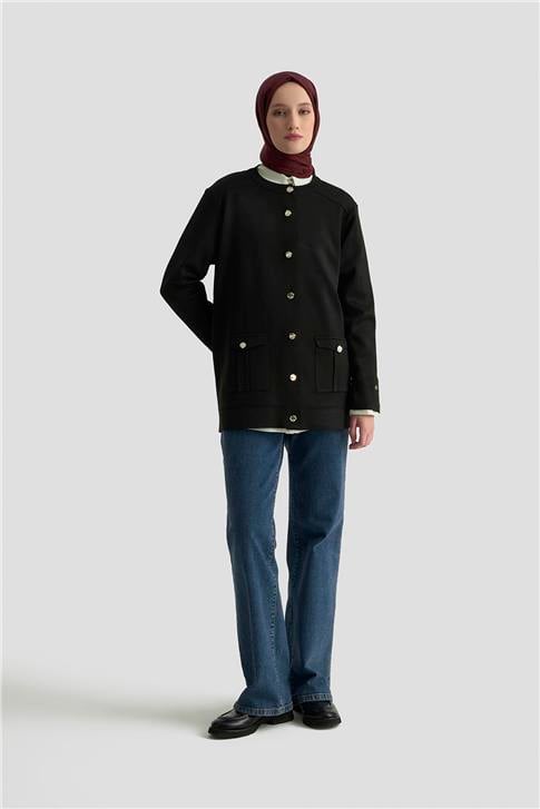 Armine Trend Cepli Triko Hırka 25KTD4120 Siyah