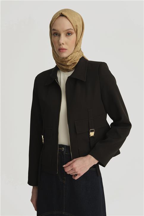 Armine Tokalı Ceket 25YD4223-1 Siyah