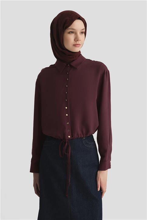 Armine Tencel Ceket 25YD4226-1 BORDO