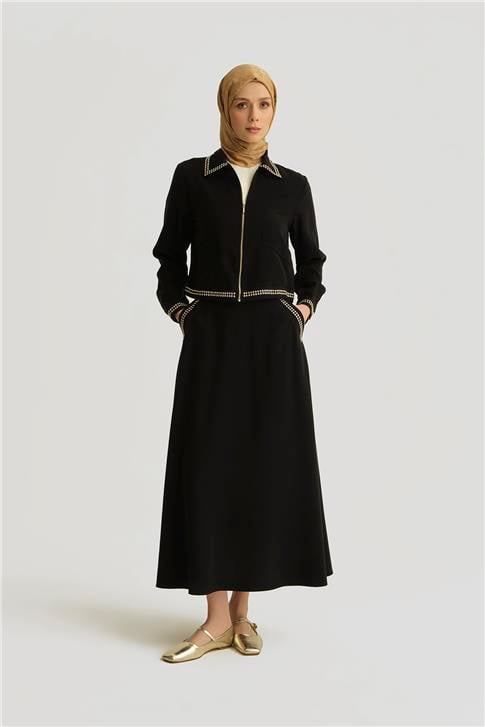 Armine Trok Detaylı Tencel Ceket 25YD4227-1 Siyah