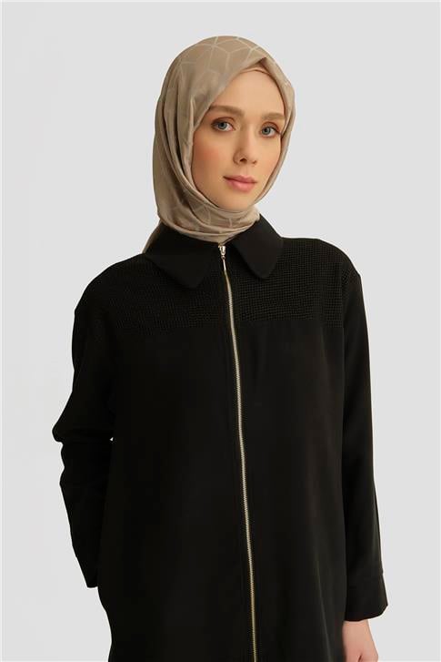 Armine File Detaylı Tencel Tunik 25YD4228-1 Siyah