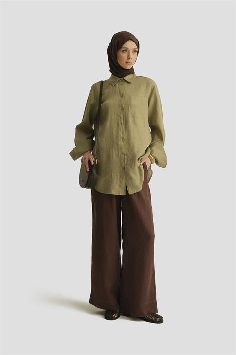 Armine Keten Tunik 25YD4231-1 Haki