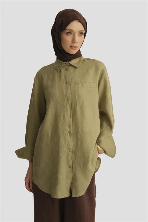 Armine Keten Tunik 25YD4231-1 Haki