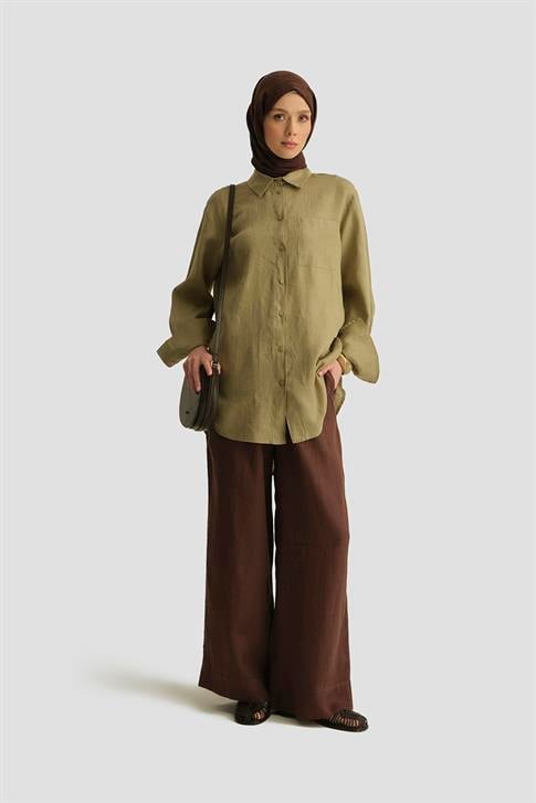 Armine Keten Tunik 25YD4231-1 Haki