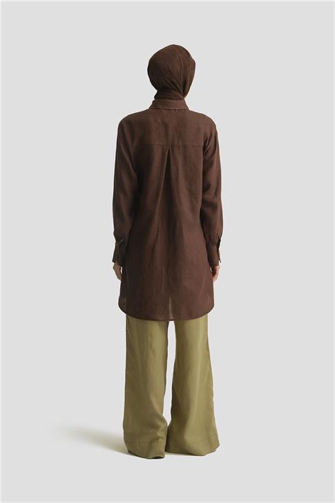 Armine Keten Tunik 25YD4231-1 Acı Kahve