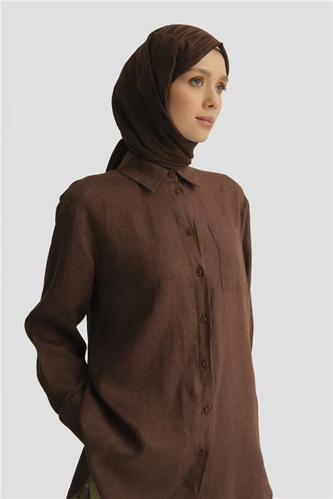 Armine Keten Tunik 25YD4231-1 Acı Kahve