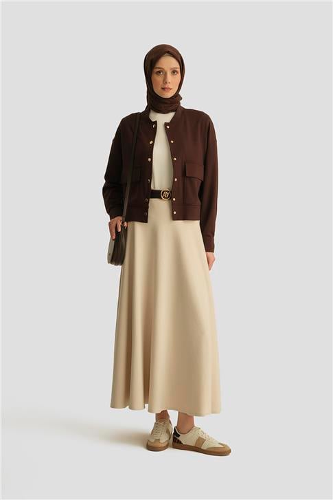 Armine Hakim Yaka Modal Ceket 25YD4233-1 Kahverengi