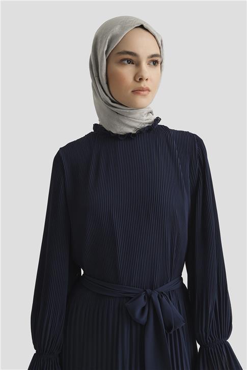 Armine Piliseli Elbise 25YD4235 LACİVERT