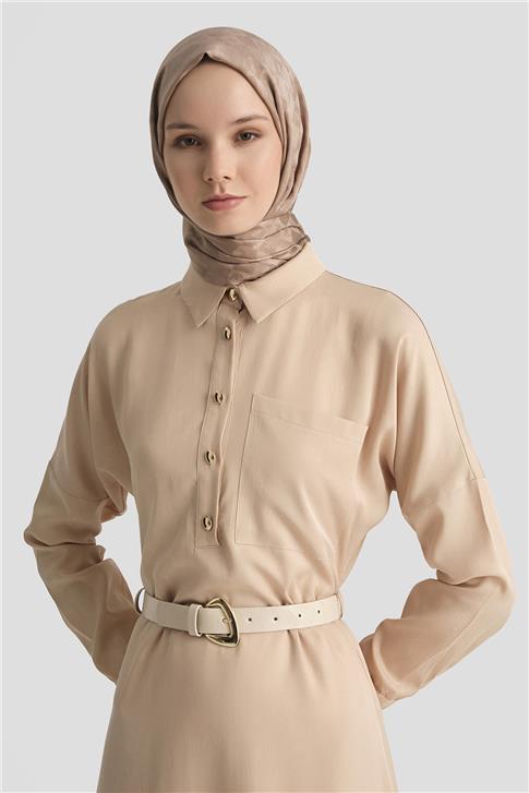Armine Tencel Elbise 25YD4236 Bej