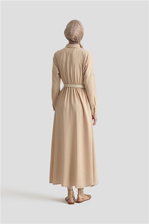 Armine Tencel Elbise 25YD4236 Bej