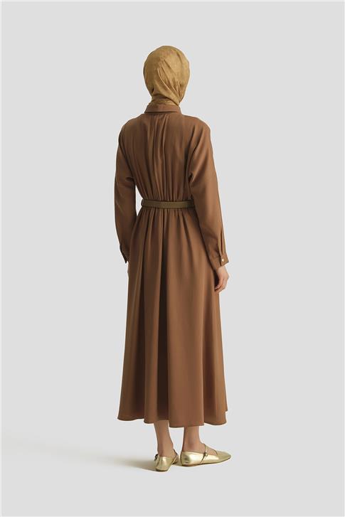 Armine Tencel Elbise 25YD4236 Kahverengi