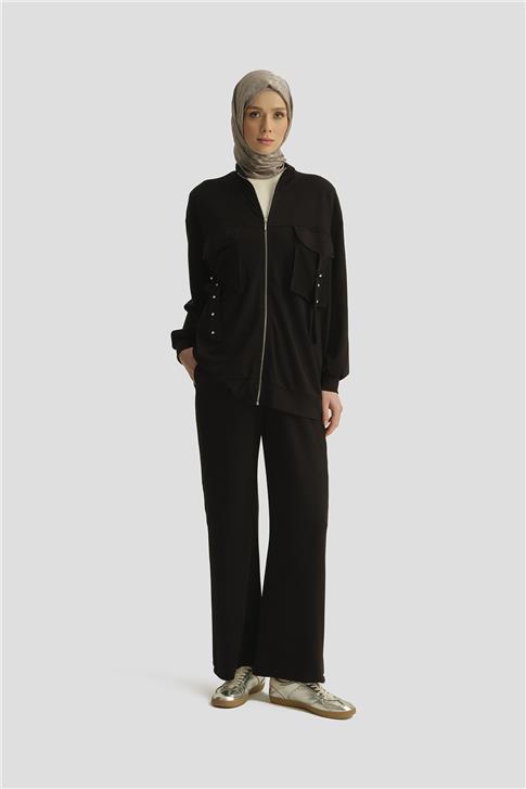 Armine File Detaylı Ceket 25YD4237-1 Siyah