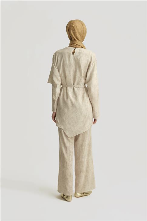 Armine Asimetrik Tunik 25YD4238-1 Taş