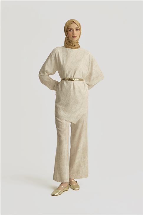 Armine Asimetrik Tunik 25YD4238-1 Taş