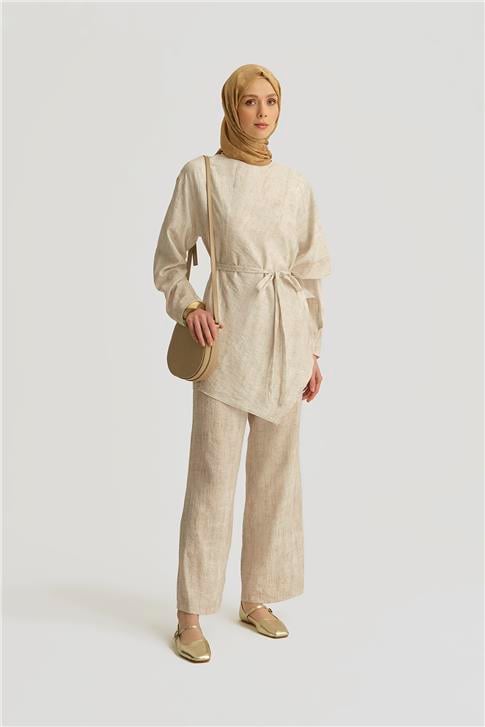 Armine Asimetrik Tunik 25YD4238-1 Taş