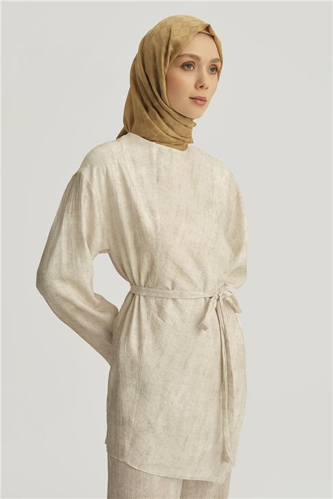 Armine Asimetrik Tunik 25YD4238-1 Taş