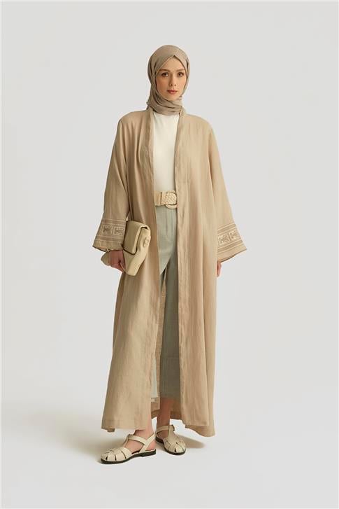 Armine Nakış Detaylı Abaya 25YD4239 Bej