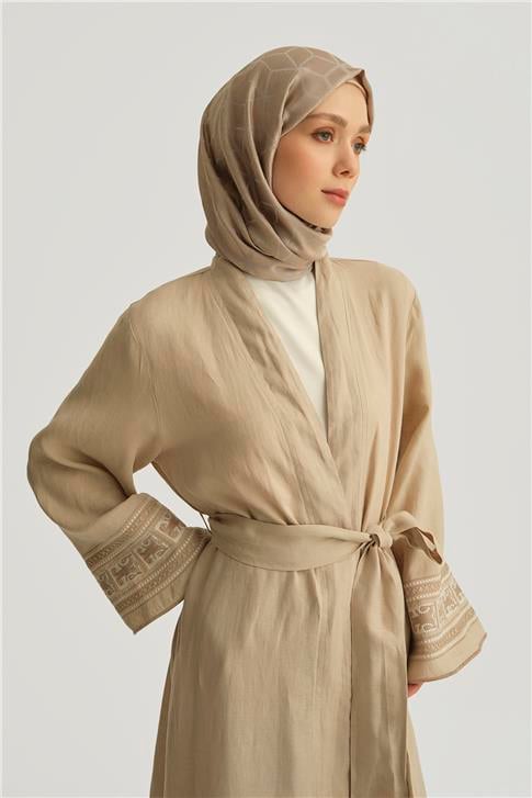 Armine Nakış Detaylı Abaya 25YD4239 Bej