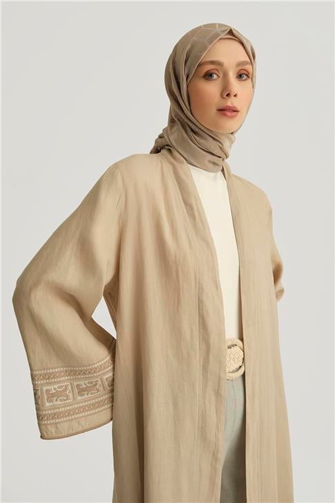 Armine Nakış Detaylı Abaya 25YD4239 Bej