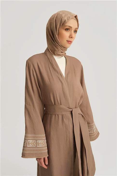 Armine Nakış Detaylı Abaya 25YD4239 Vizon