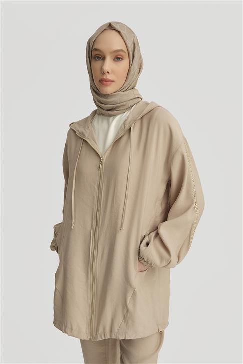 Armine Modal Trok Baskılı Tunik 25YD4240-1 Bej