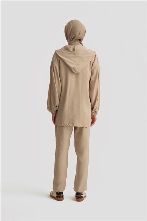 Armine Modal Trok Baskılı Tunik 25YD4240-1 Bej