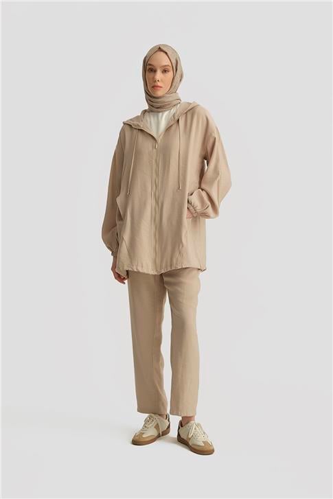 Armine Modal Trok Baskılı Tunik 25YD4240-1 Bej