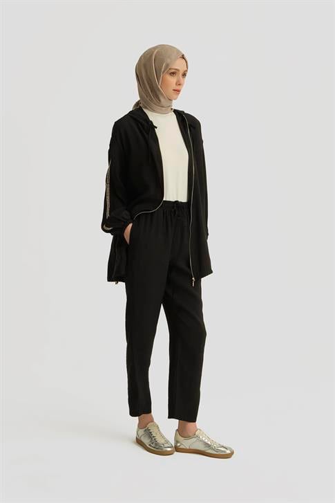 Armine Modal Trok Baskılı Tunik 25YD4240-1 Siyah