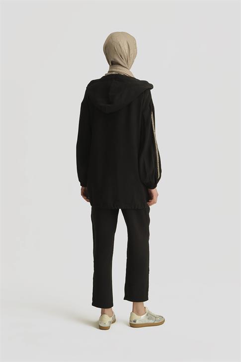 Armine Modal Trok Baskılı Tunik 25YD4240-1 Siyah