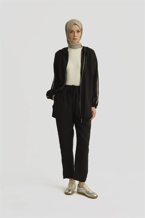 Armine Modal Trok Baskılı Tunik 25YD4240-1 Siyah